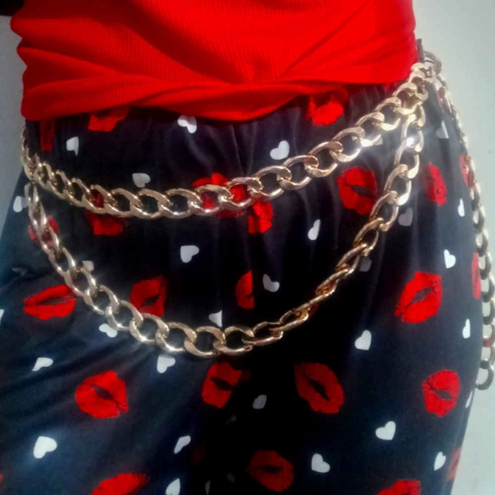 Women Fashion Gold Double Chain Belt - Picture 1 of 9